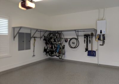 Garage shelving holding bikes